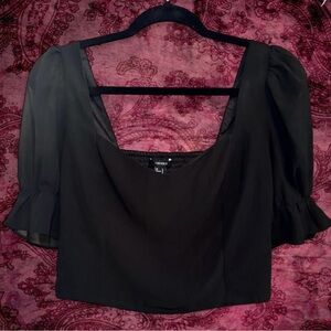 Forever 21 Black Puff Sleeve Blouse